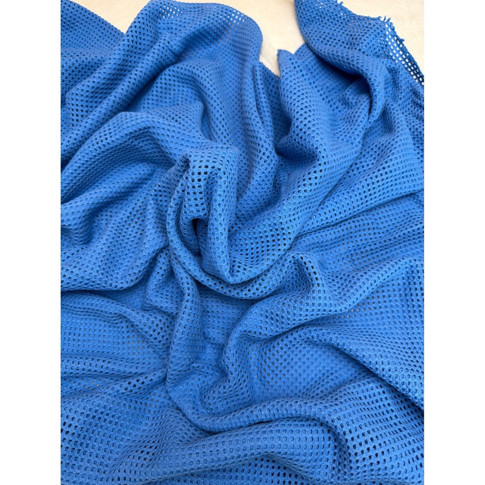 Blue Waffle Knit Fabric ~ Lot of 2 Meters ~‎ Lightweight , 2 way Stretch apparel